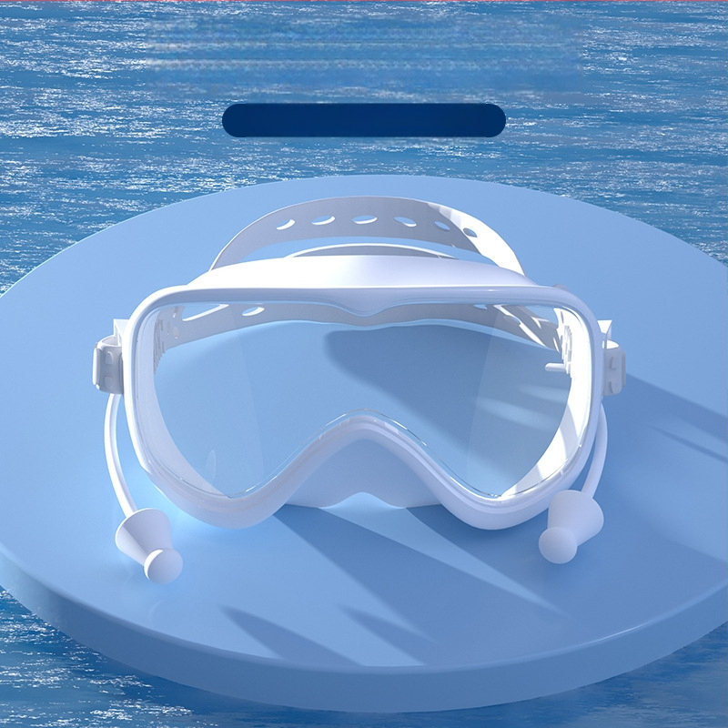 Γυαλιά κολύμβησης με μεγάλους φακούς, αντιθαμβωτικά, αδιάβροχα, PC φακοί, για ενήλικες, σετ με κλιπ μύτης και σκουφάκι κολύμβησης