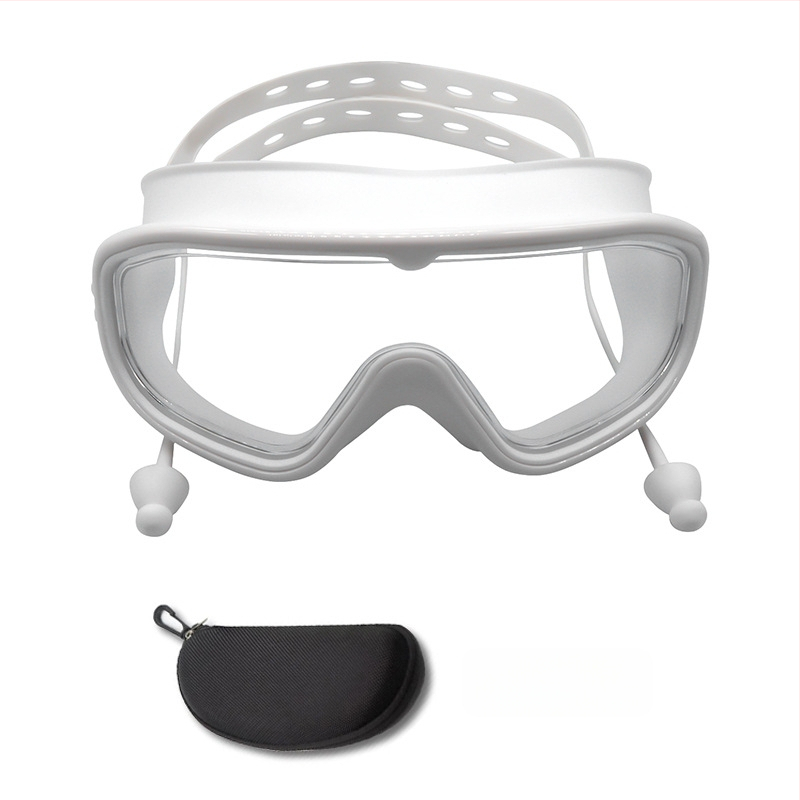 Γυαλιά κολύμβησης με μεγάλους φακούς, αντιθαμβωτικά, αδιάβροχα, PC φακοί, για ενήλικες, σετ με κλιπ μύτης και σκουφάκι κολύμβησης