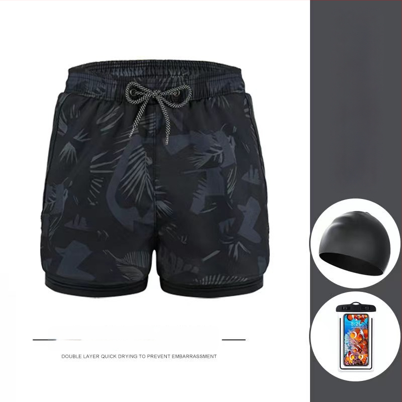 Muške kupaće gaće s dvostrukim slojem, brzo sušeće, u većim veličinama, boxer stil, za plažu i termalne izvore.