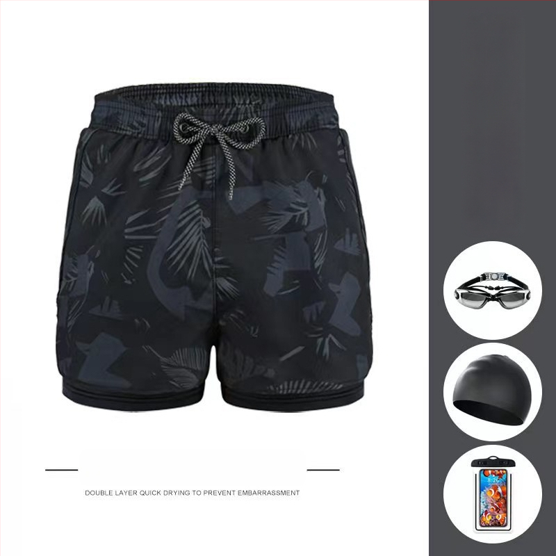 Muške kupaće gaće s dvostrukim slojem, brzo sušeće, u većim veličinama, boxer stil, za plažu i termalne izvore.