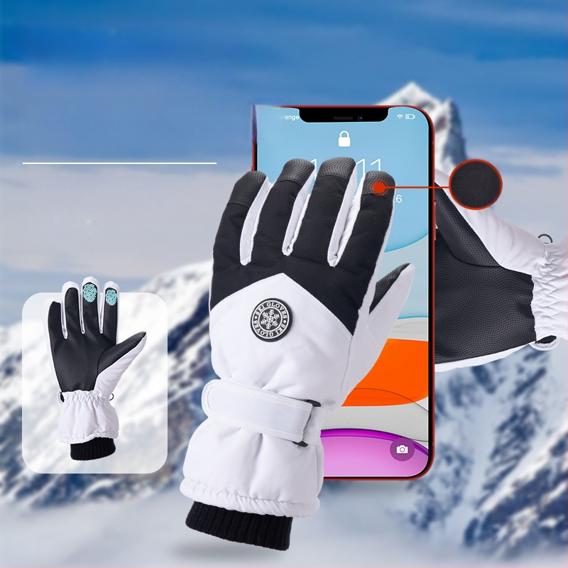 Slēpošanas cimdi no Oxford auduma, silti, ūdensnecaurlaidīgi, ar skārienjutīgu ekrānu