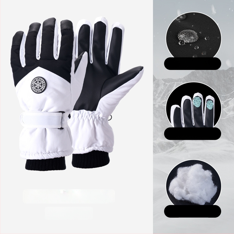 Slēpošanas cimdi no Oxford auduma, silti, ūdensnecaurlaidīgi, ar skārienjutīgu ekrānu