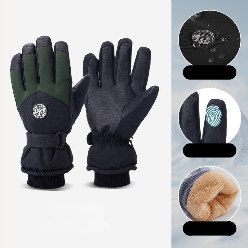 Slēpošanas cimdi no Oxford auduma, silti, ūdensnecaurlaidīgi, ar skārienjutīgu ekrānu