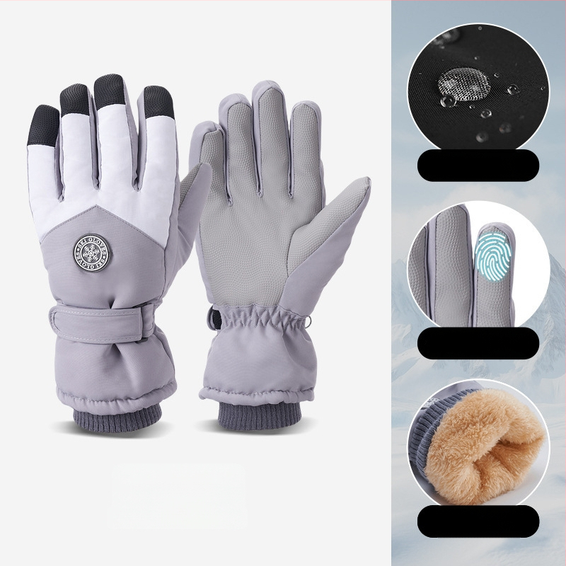 Slēpošanas cimdi no Oxford auduma, silti, ūdensnecaurlaidīgi, ar skārienjutīgu ekrānu