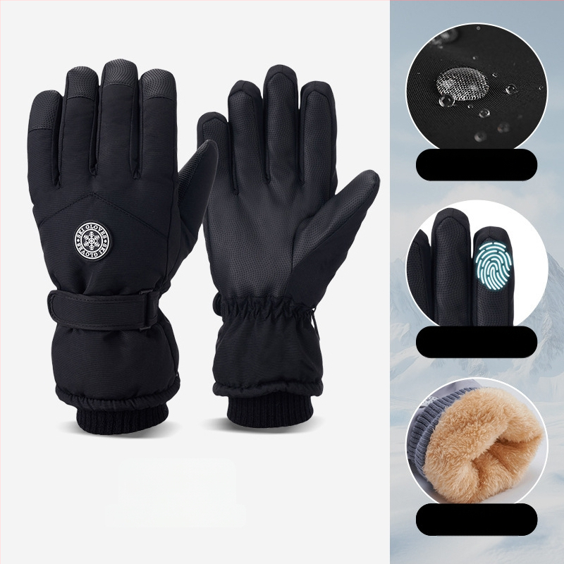 Slēpošanas cimdi no Oxford auduma, silti, ūdensnecaurlaidīgi, ar skārienjutīgu ekrānu