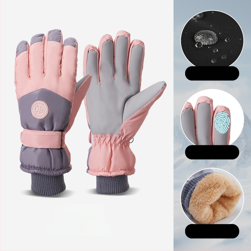 Slēpošanas cimdi no Oxford auduma, silti, ūdensnecaurlaidīgi, ar skārienjutīgu ekrānu