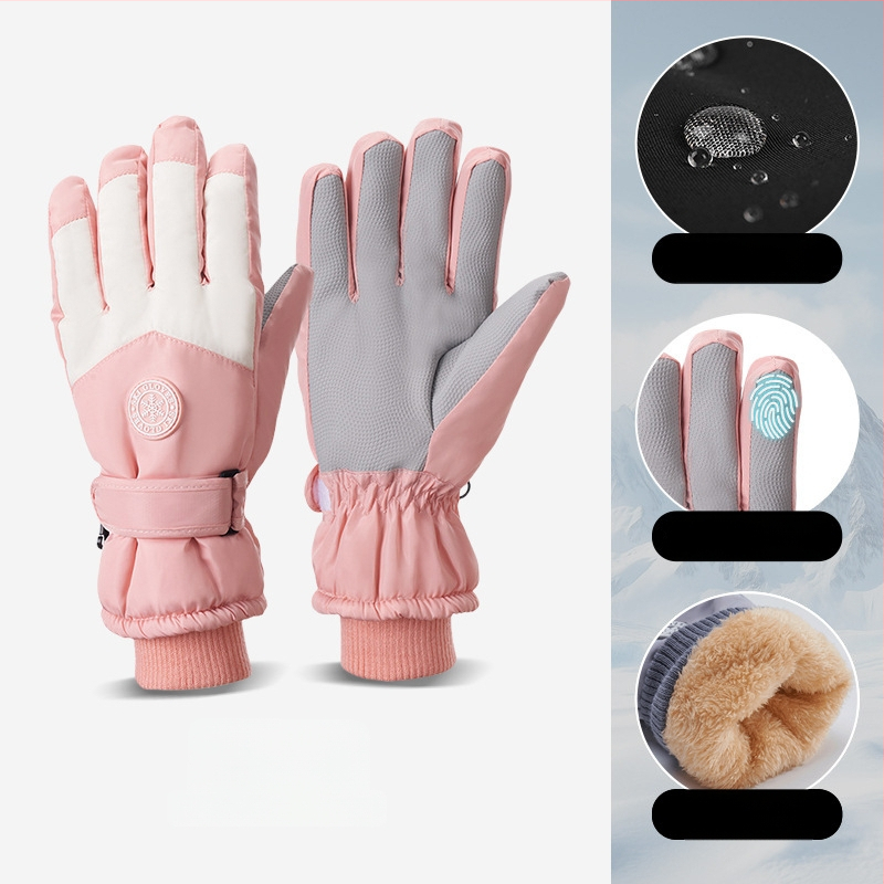 Slēpošanas cimdi no Oxford auduma, silti, ūdensnecaurlaidīgi, ar skārienjutīgu ekrānu