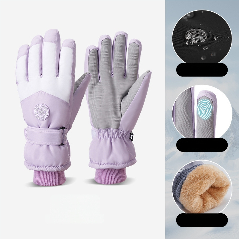 Slēpošanas cimdi no Oxford auduma, silti, ūdensnecaurlaidīgi, ar skārienjutīgu ekrānu