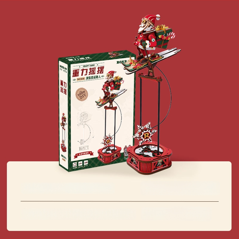 Дървена DIY коледна джинджифенова къщичка със миниатюрна сцена и блокчета — за възраст 15–35, марка Robotime