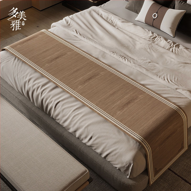 Új kínai stílusú ágyvégi törölköző, vízálló, poliészter, táj mintázat, hotel stílusban, Domeya