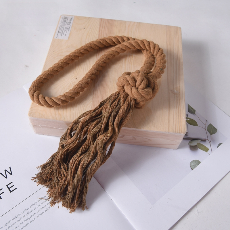 Mingqi aizkaru josta, rokām pīti auklas, kokvilnas un lina maisījums, pielāgojama, moderns minimālisma stils