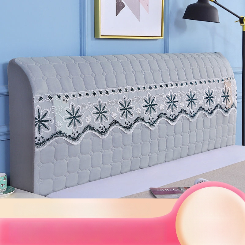 Kokvilnas gultas galvas pārklājs, mūsdienīgs minimālisma dizains, Eiropas stilā izliektā mugura, putekļu aizsardzības pārvalks