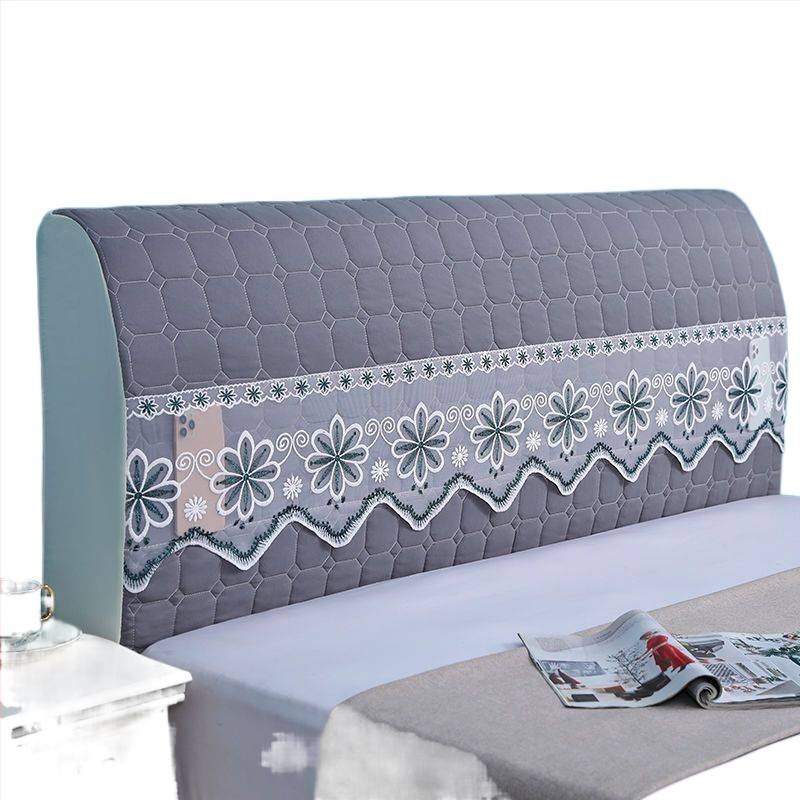 Kokvilnas gultas galvas pārklājs, mūsdienīgs minimālisma dizains, Eiropas stilā izliektā mugura, putekļu aizsardzības pārvalks