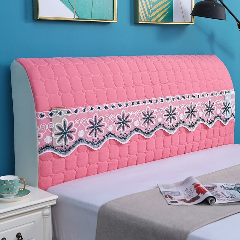 Kokvilnas gultas galvas pārklājs, mūsdienīgs minimālisma dizains, Eiropas stilā izliektā mugura, putekļu aizsardzības pārvalks