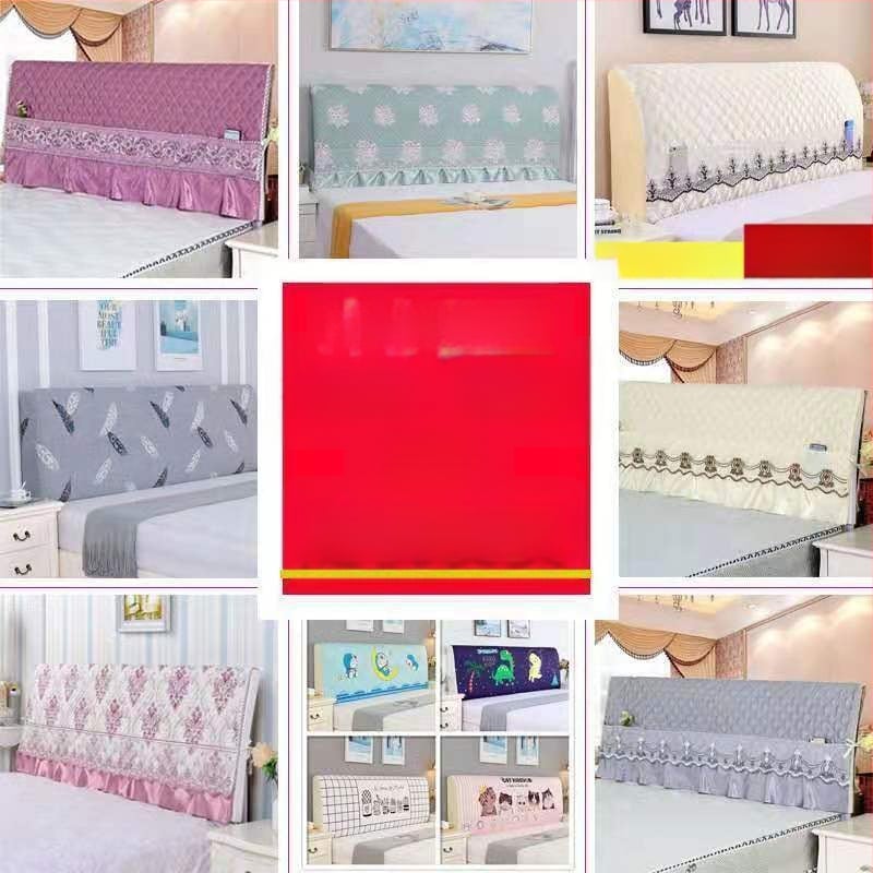 Kokvilnas gultas galvas pārklājs, mūsdienīgs minimālisma dizains, Eiropas stilā izliektā mugura, putekļu aizsardzības pārvalks