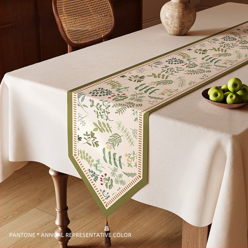 Steag de masă Feitao, 100% poliester, model floral (flori/iarbă/frunze), potrivit pentru living, exterior, restaurante, spații comerciale