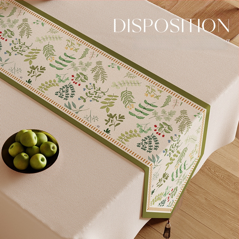 Steag de masă Feitao, 100% poliester, model floral (flori/iarbă/frunze), potrivit pentru living, exterior, restaurante, spații comerciale