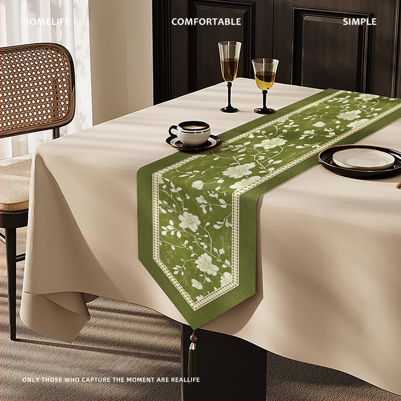 Steag de masă Feitao, 100% poliester, model floral (flori/iarbă/frunze), potrivit pentru living, exterior, restaurante, spații comerciale