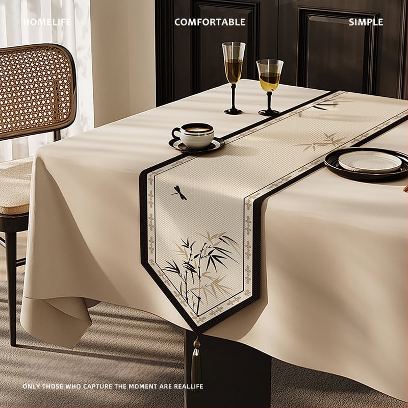 Steag de masă Feitao, 100% poliester, model floral (flori/iarbă/frunze), potrivit pentru living, exterior, restaurante, spații comerciale