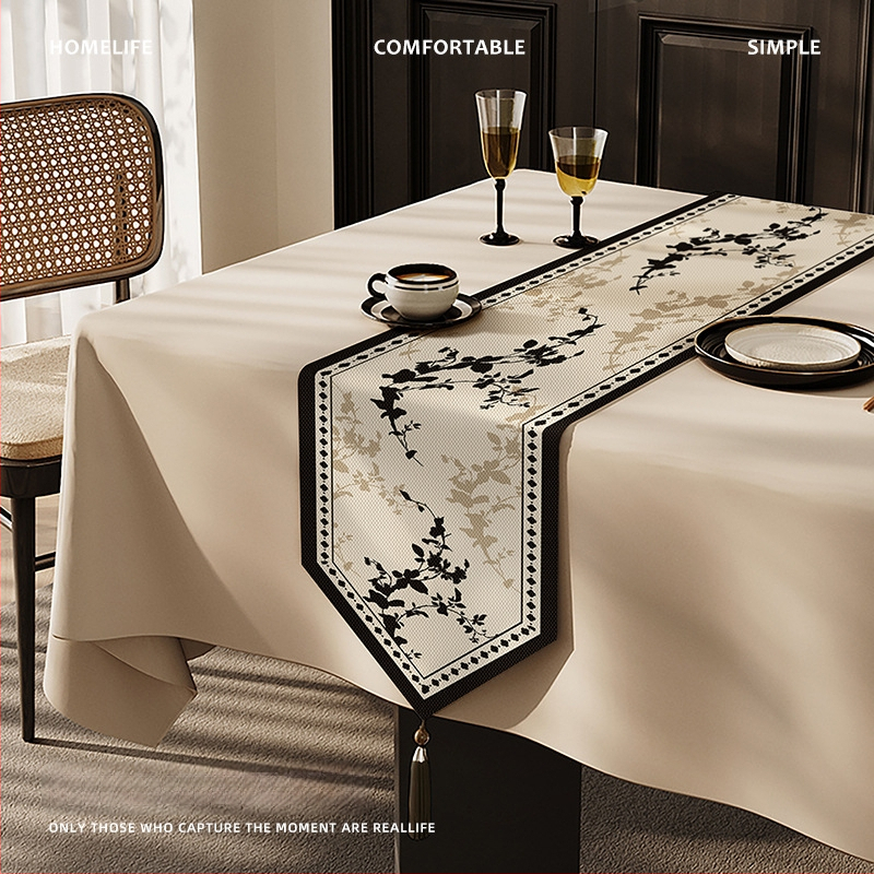 Steag de masă Feitao, 100% poliester, model floral (flori/iarbă/frunze), potrivit pentru living, exterior, restaurante, spații comerciale