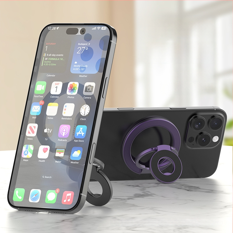 MagSafe βάση αυτοκινήτου για κινητό με δαχτυλίδι, διπλής όψεως μαγνητική, συμβατή με Apple και Android, μεταλλική κατασκευή