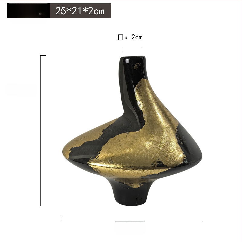 Keramikas vāze – rokdarbs ar zelta folijas akcentu, viegls luksusa stils, zīmols Jade Slip