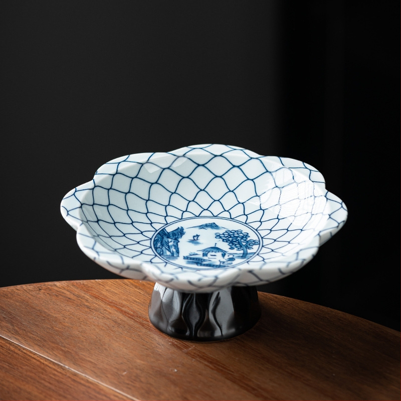 Porcelāna augļu šķīvis, ķīniešu stils, zen dekors dzīvojamajai istabai, zīmols The south wind knows the meaning, 2025 izlaidums