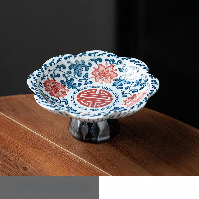 Porcelāna augļu šķīvis, ķīniešu stils, zen dekors dzīvojamajai istabai, zīmols The south wind knows the meaning, 2025 izlaidums