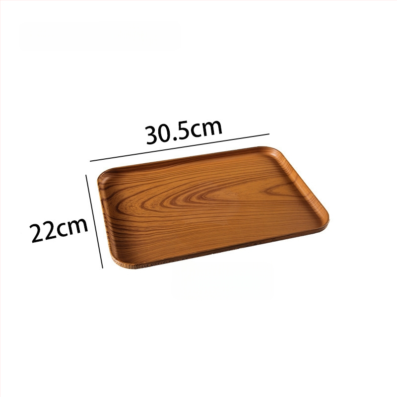 Ovāls paliktnis ar koka imitācijas rakstu, mājas lietošanai; piemērots krūzēm, rotaslietām un desertiem; materiāls PP, ķīniešu stils, logotipa personalizācija, izlaists 2023.