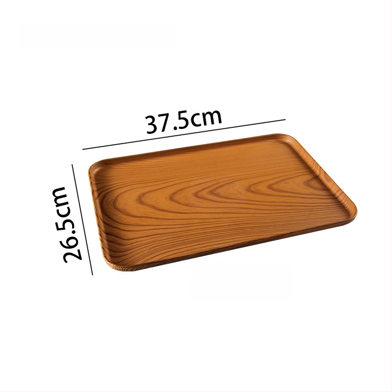 Ovāls paliktnis ar koka imitācijas rakstu, mājas lietošanai; piemērots krūzēm, rotaslietām un desertiem; materiāls PP, ķīniešu stils, logotipa personalizācija, izlaists 2023.