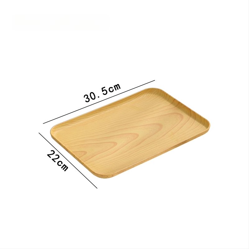 Ovāls paliktnis ar koka imitācijas rakstu, mājas lietošanai; piemērots krūzēm, rotaslietām un desertiem; materiāls PP, ķīniešu stils, logotipa personalizācija, izlaists 2023.