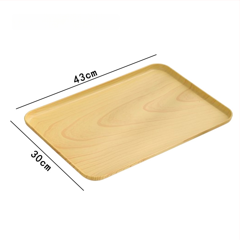 Ovāls paliktnis ar koka imitācijas rakstu, mājas lietošanai; piemērots krūzēm, rotaslietām un desertiem; materiāls PP, ķīniešu stils, logotipa personalizācija, izlaists 2023.