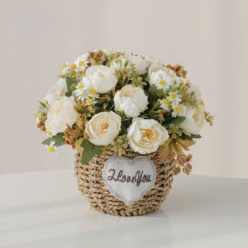 Mākslīgo saulespuķu pušķis, zīda audums, taustei draudzīga tekstūra, mājas dekoram