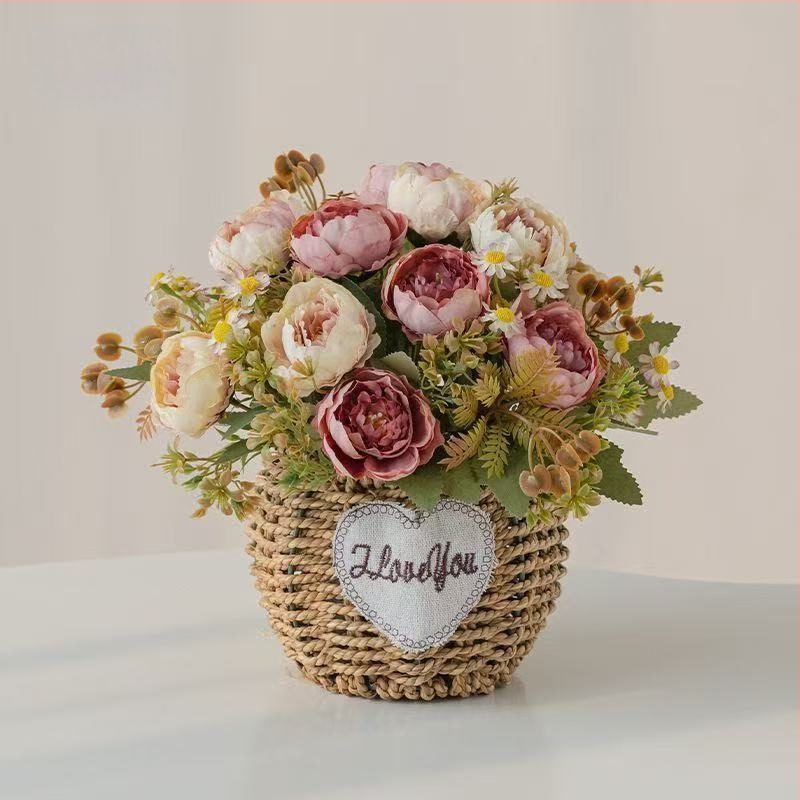 Mākslīgo saulespuķu pušķis, zīda audums, taustei draudzīga tekstūra, mājas dekoram