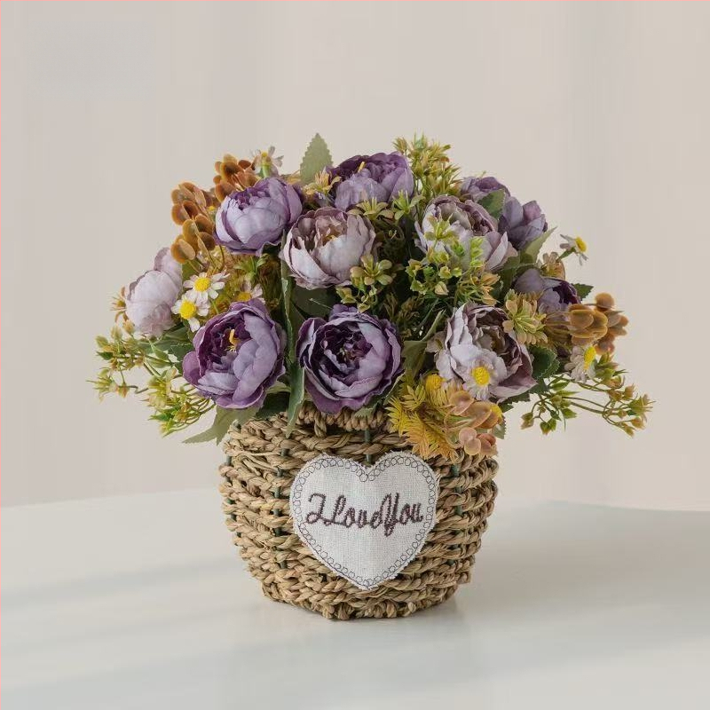 Mākslīgo saulespuķu pušķis, zīda audums, taustei draudzīga tekstūra, mājas dekoram