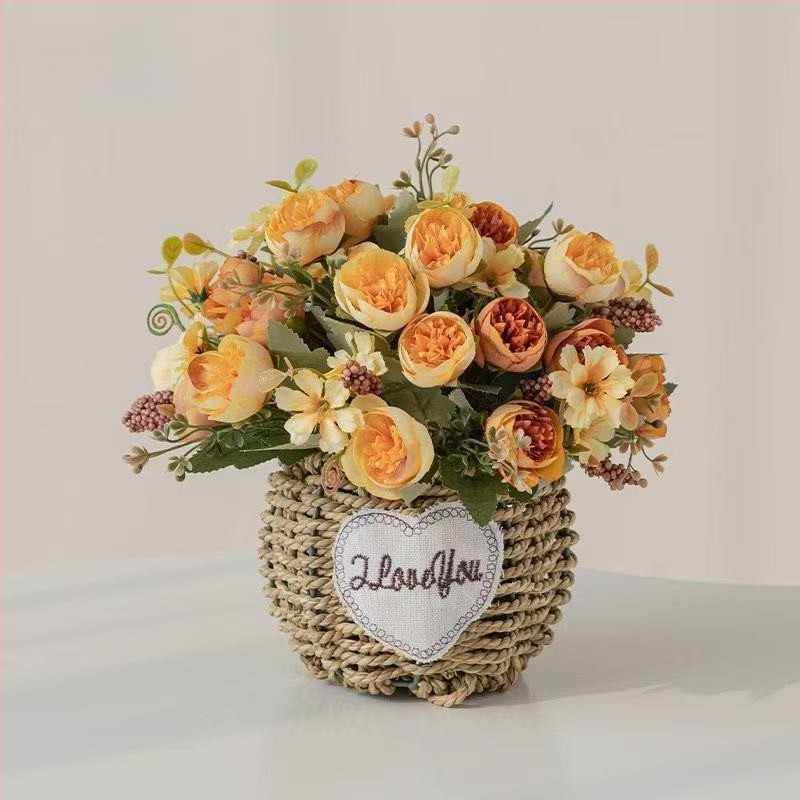 Mākslīgo saulespuķu pušķis, zīda audums, taustei draudzīga tekstūra, mājas dekoram