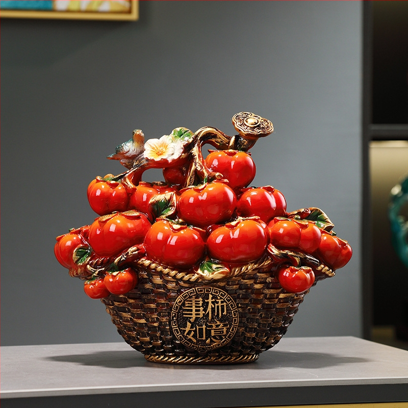 Persimon dekors ar veiksmes motīvu, ķīniešu stilā, no sveķiem