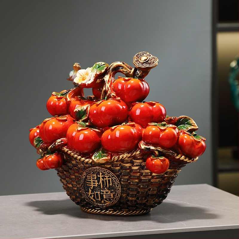 Persimon dekors ar veiksmes motīvu, ķīniešu stilā, no sveķiem