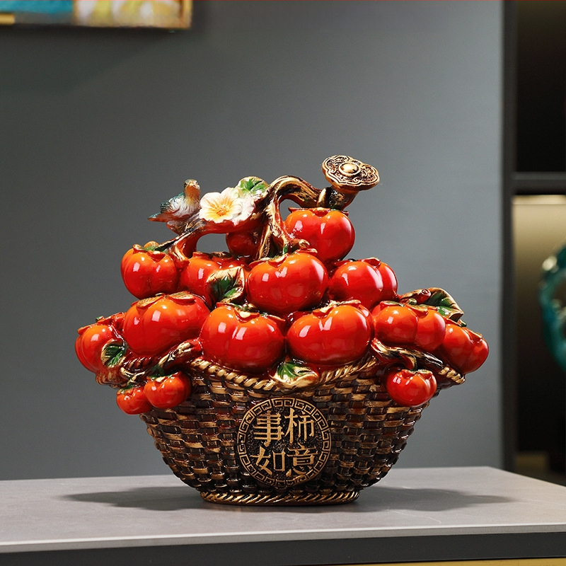 Persimon dekors ar veiksmes motīvu, ķīniešu stilā, no sveķiem