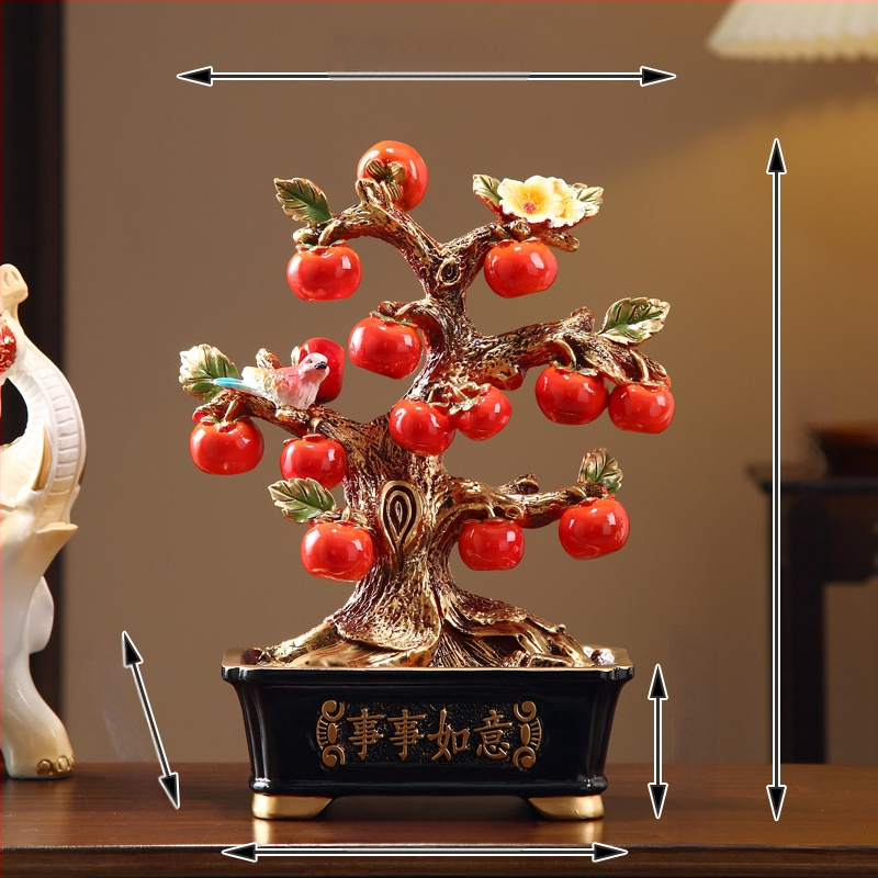 Persimon dekors ar veiksmes motīvu, ķīniešu stilā, no sveķiem