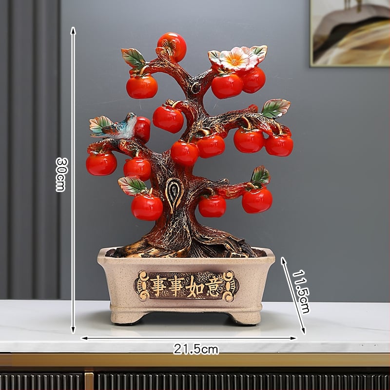 Persimon dekors ar veiksmes motīvu, ķīniešu stilā, no sveķiem