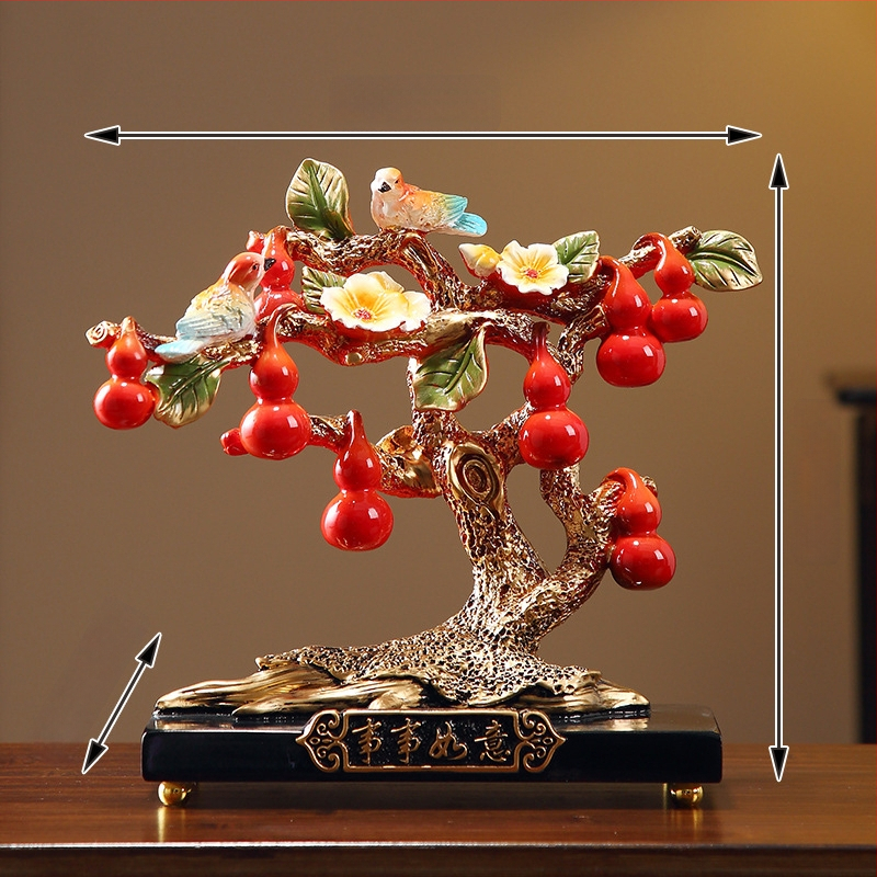 Persimon dekors ar veiksmes motīvu, ķīniešu stilā, no sveķiem