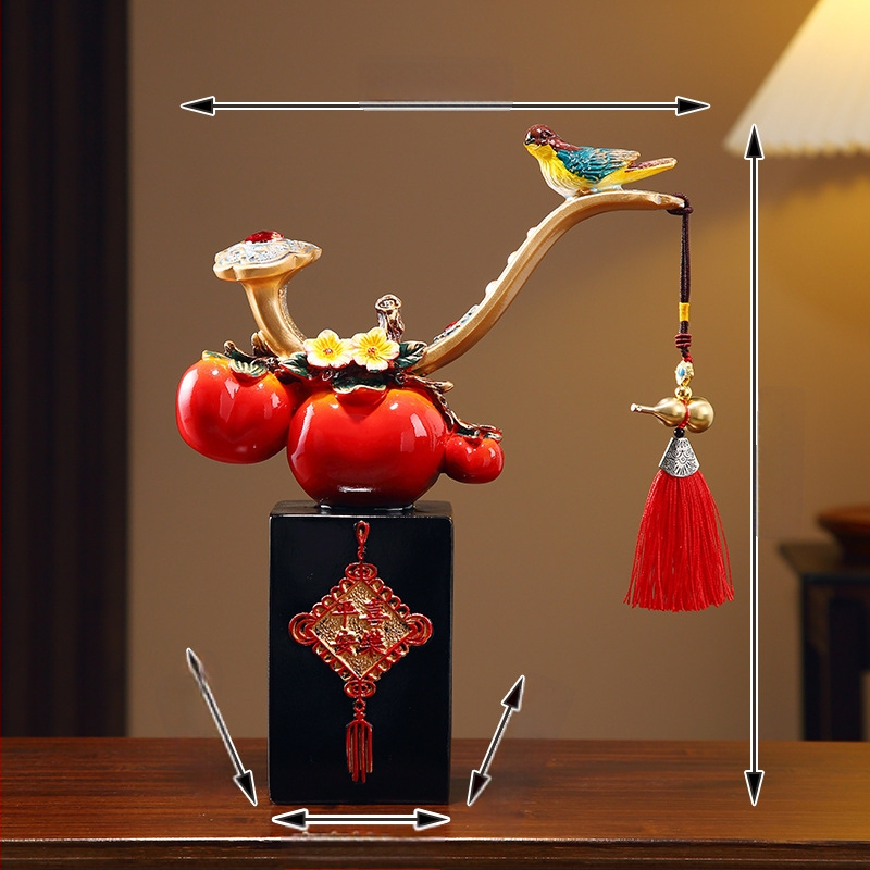 Persimon dekors ar veiksmes motīvu, ķīniešu stilā, no sveķiem