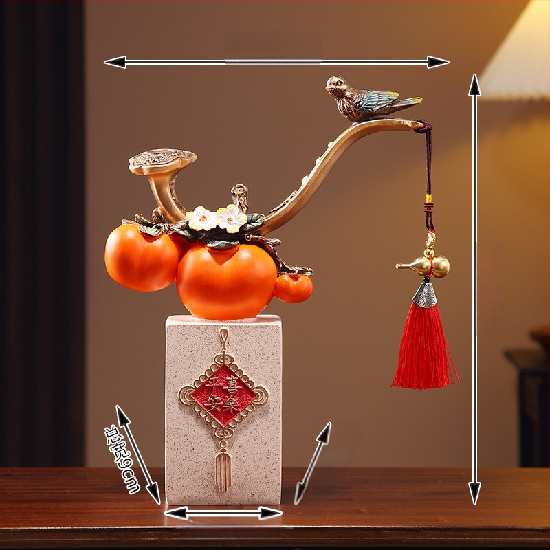 Persimon dekors ar veiksmes motīvu, ķīniešu stilā, no sveķiem