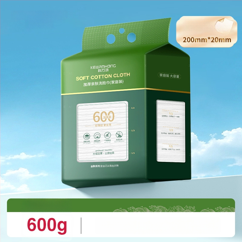 Sejas salvetes no 100% kokvilnas — vienreizējās, mitras/sausas, pakārts izvilkšanas dozators, biezinātas mājas lietošanai