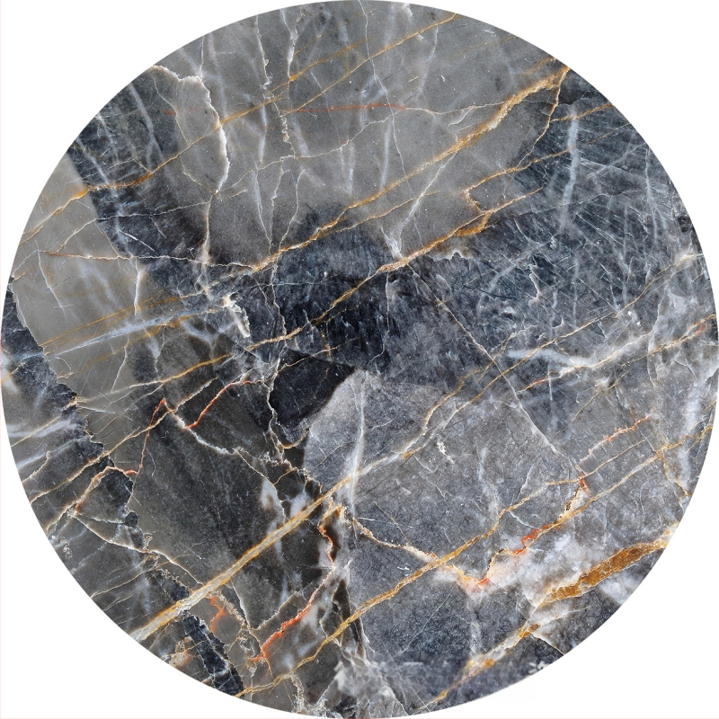 Absorbuojantis keraminis padėkliukas su kamštine baze, marmurinė tekstūra, apvalios formos, šiuolaikinis minimalistinis stilius