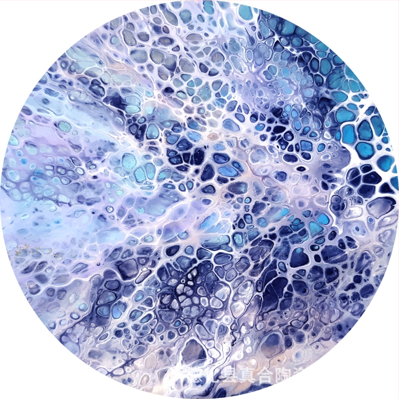 Absorbuojantis keraminis padėkliukas su kamštine baze, marmurinė tekstūra, apvalios formos, šiuolaikinis minimalistinis stilius