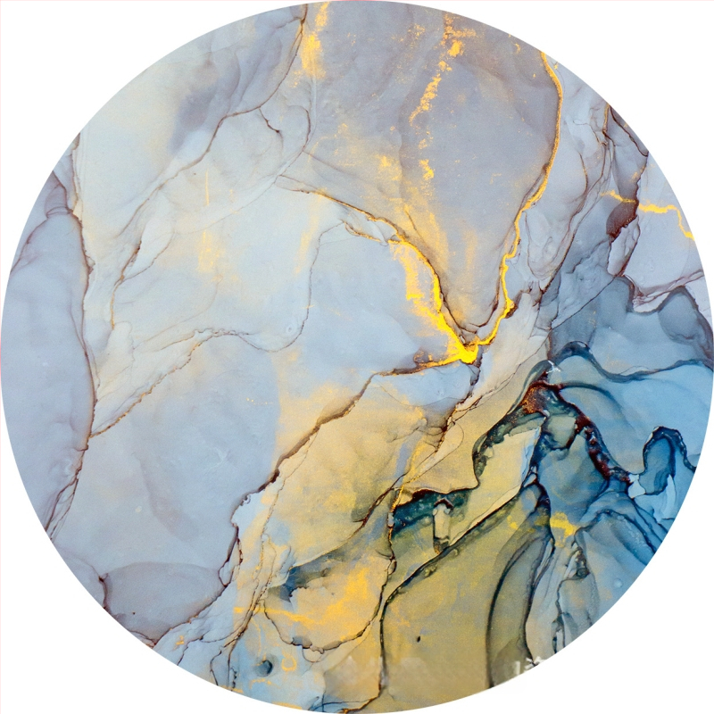 Absorbuojantis keraminis padėkliukas su kamštine baze, marmurinė tekstūra, apvalios formos, šiuolaikinis minimalistinis stilius