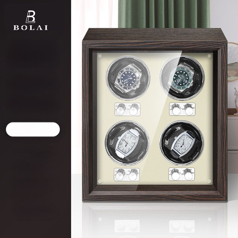 BOLAI Koka Pulksteņu Šakers un Rotators, Kluss, Pretmagnētisks, Automātisks ar Glabāšanas Kastīti