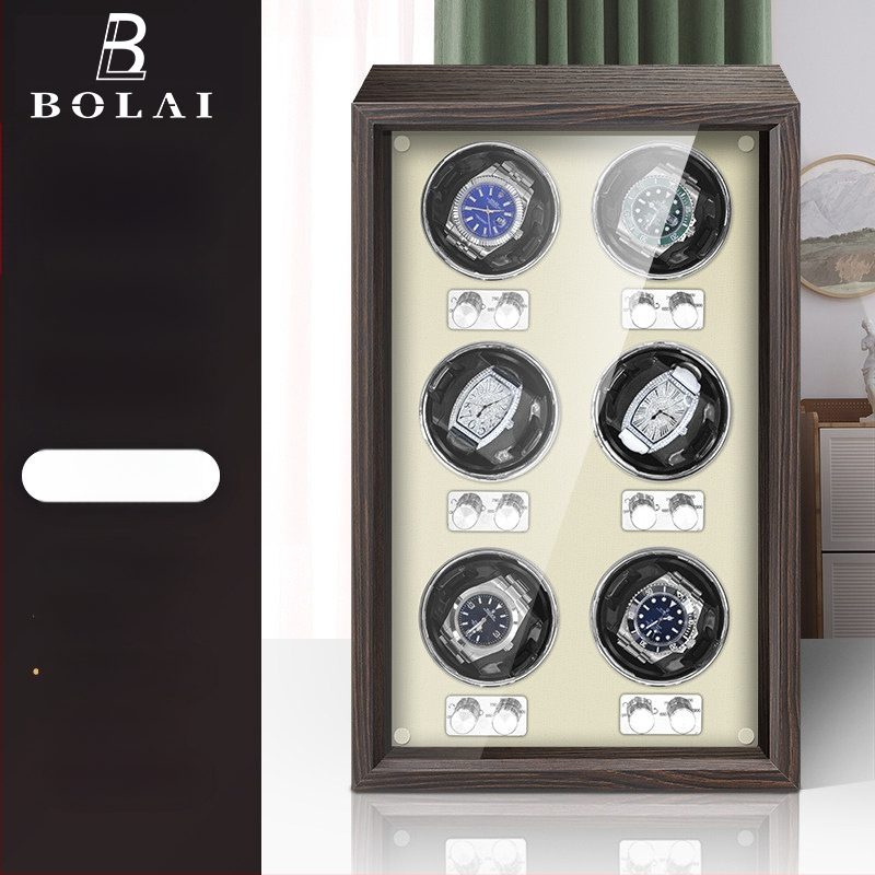 BOLAI Koka Pulksteņu Šakers un Rotators, Kluss, Pretmagnētisks, Automātisks ar Glabāšanas Kastīti